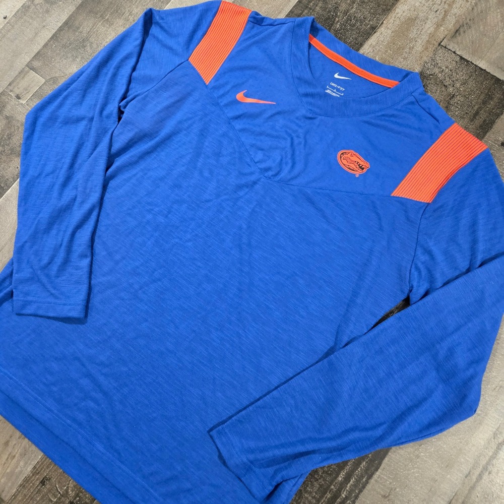 Nike Dri-Fit Florida Gators On-Field Coach Long Sleeve Shirt Orange Blue L